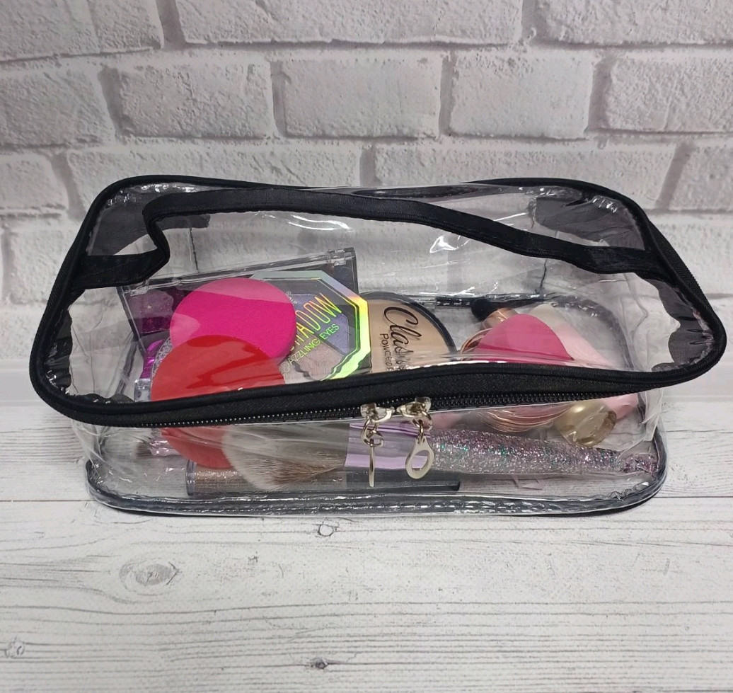 Косметичка прозора на змійці 25×14×8 см (без косметики)