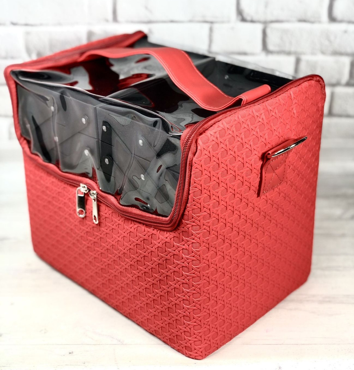 Сумка б'юті кейс майстра з розсувними поличками прозорий верх, фото 1