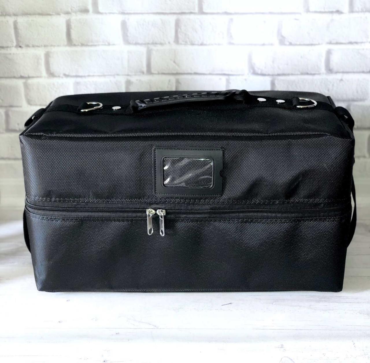 Сумка кейс б'юті з текстилю для майстрів чорна