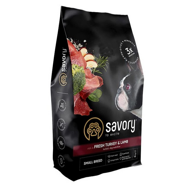 Сухий корм Savory Small для собак малих порід зі свіжим ягням та індичкою 8 кг