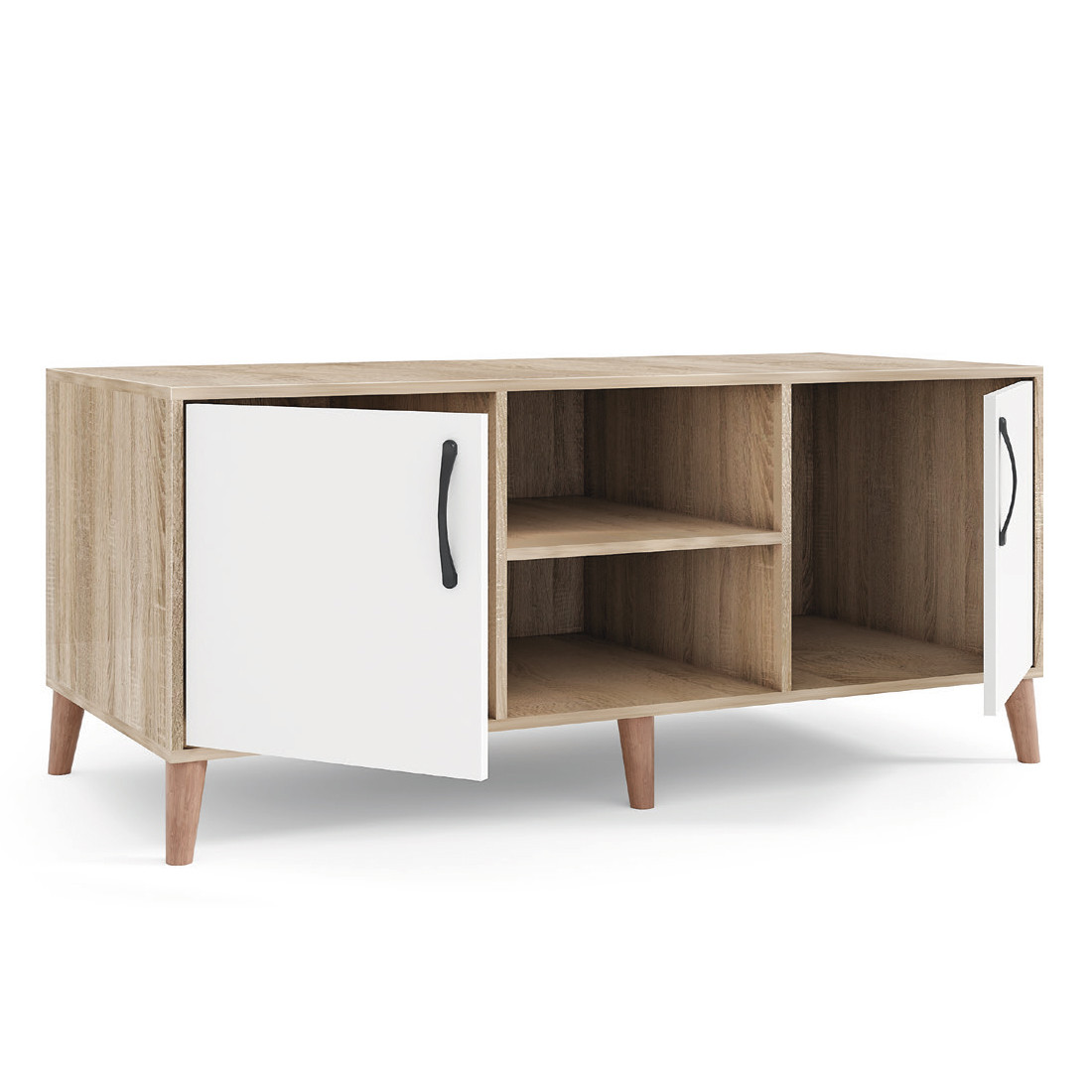 Стильна висока тумба під телевізор тв 130 см з дверцятам на ніжках у спальню вітальню Фокс Київський Стандарт