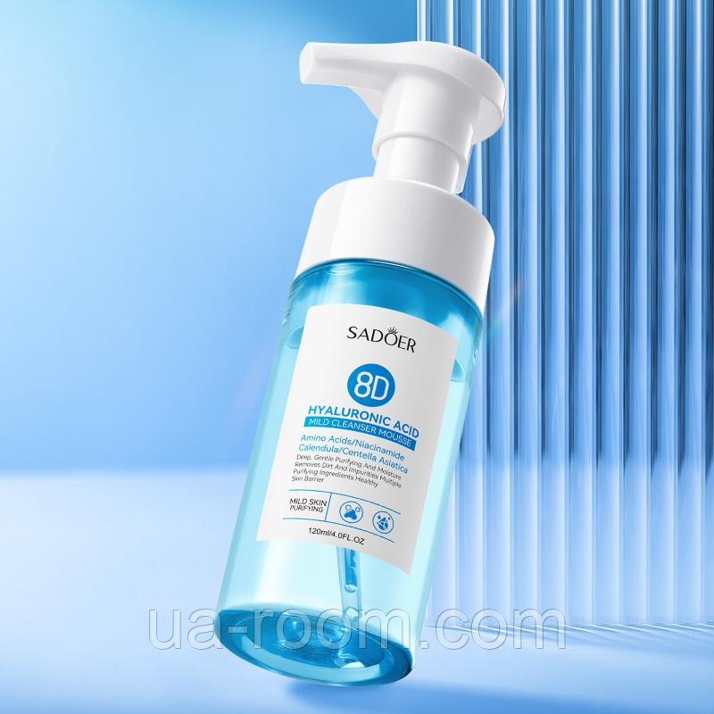 Пенка-мусс для лица с гиалуроновой кислотой Sadoer 8d Hyaluronic Acid Face Cleanser Mousse, 120 мл