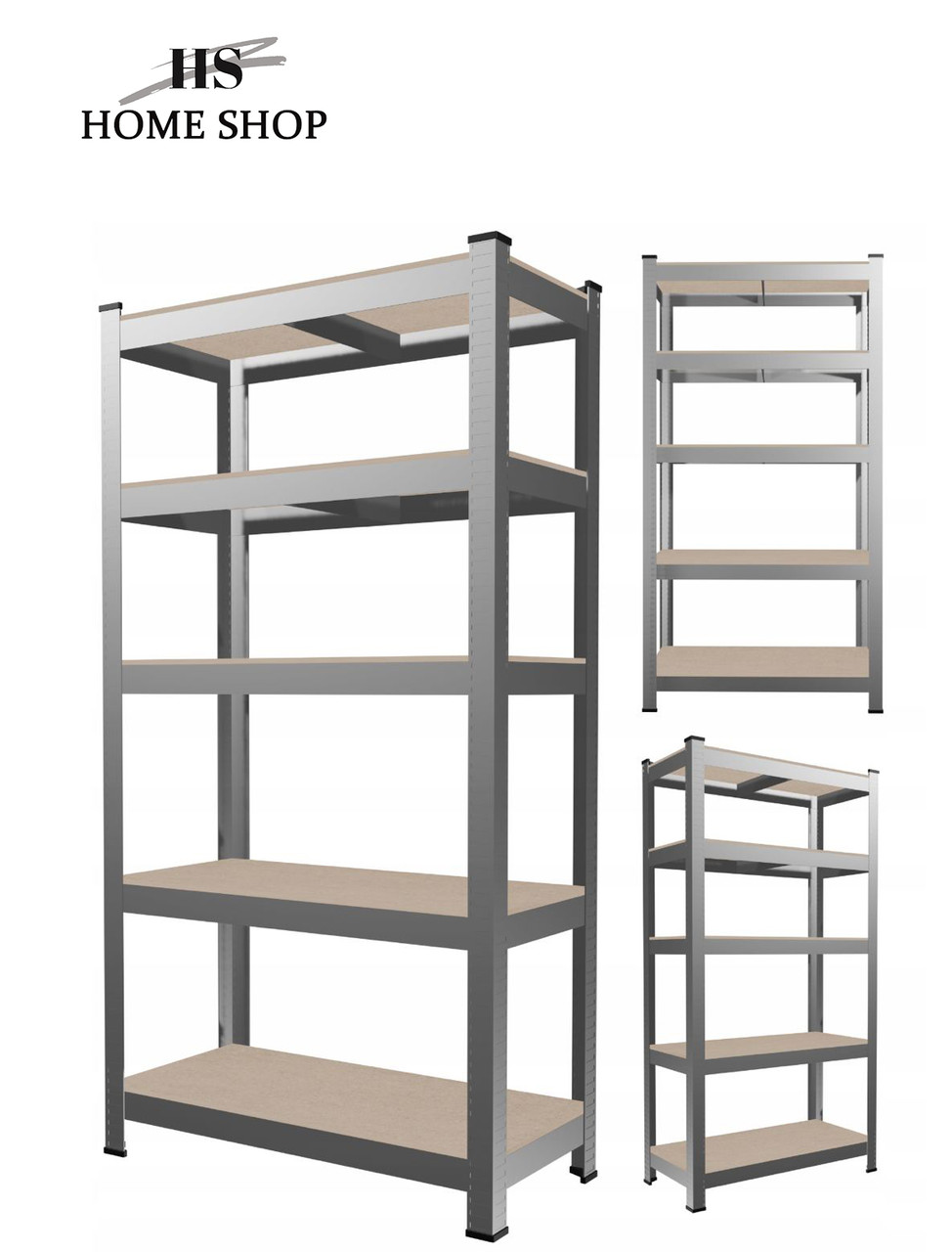 Стелаж металевий 180x90x30 см  5 полиць (сірий)