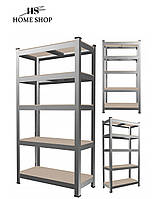 Стелаж металевий 180x90x30 см 5 полиць (сірий)