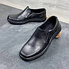 Чоловічі шкіряні туфлі демісезонні чорні (натуральна шкіра) без шнурків для чоловіків на весну осінь, розмір 39-46, фото 4
