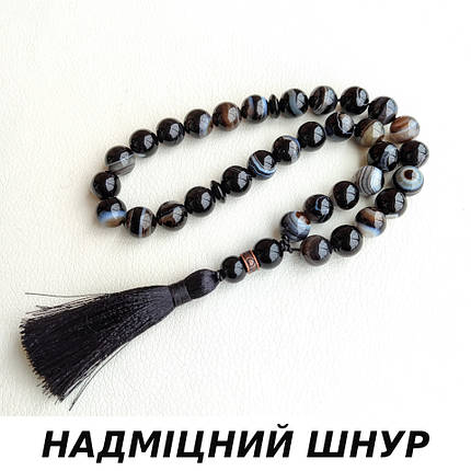 Чотки із Чорного агату глазкового d 12мм, фото 1