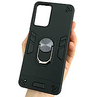 Чохол для Motorola E14 чорний з кільцем тримачем