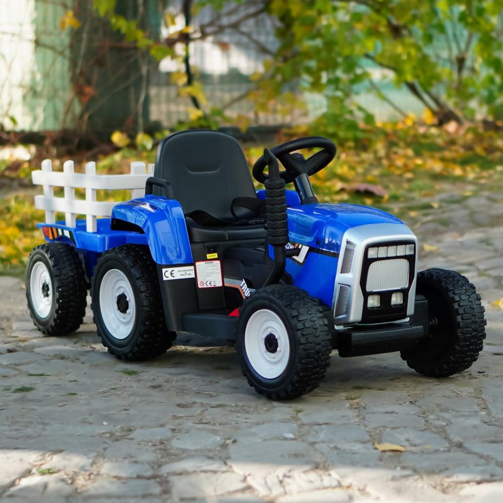 Дитячий електромобіль Трактор John Deere XMX 611 (синій колір) з причепом, фото 1