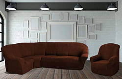 Натяжний чехол на кутовий диван і крісло жаккардовий/Чехол на диван універсальний Туреччина