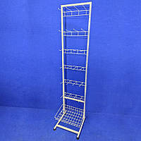 Стелаж сітчастий Єва-40 на 6 секцій одинарних гачків та кошик