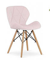 Стілець на кухню мʼякий велюр колір розовий