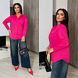 Малинова вільна жіноча котонова сорочка батал, фото 2