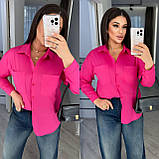 Малинова вільна жіноча котонова сорочка батал, фото 3