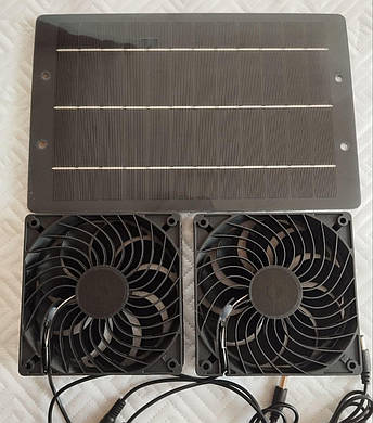 Сонячна панель 10W + 2 вентилятори 12V, фото 1