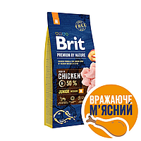 Сухий корм Brit Premium Dog Junior M для цуценят та юніорів середніх порід з куркою 15 кг