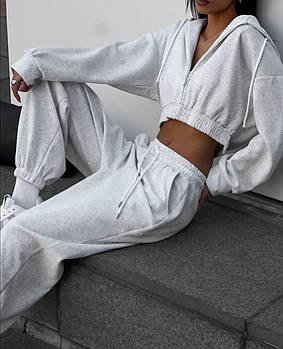 Жіночий спортивний костюм з двонитки з широкими штанами (Норма)