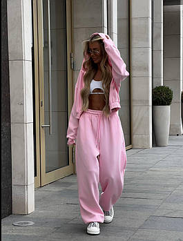 Жіночий спортивний костюм з двонитки з широкими штанами (Норма)