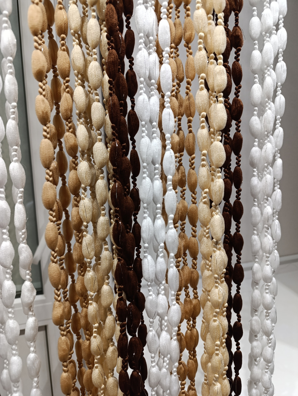 Структурні нитки шиніл шоколад/кава/крем/білий з люрексом