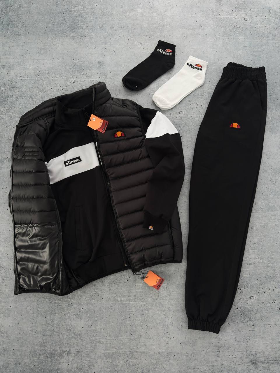 Комплект Ellesse спортивний костюм жіночий жилетка весняний осінній еліс чорно-білий