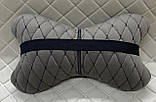 Подушечка під голову в машину з Алькантари Lux світло-сіра подушка на підголівник авто під шию, фото 4