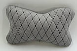 Подушечка під голову в машину з Алькантари Lux світло-сіра подушка на підголівник авто під шию, фото 2