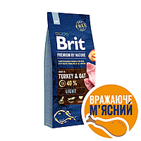 Сухой корм Brit Premium Dog Light для собак с лишним весом с индейкой 15 кг