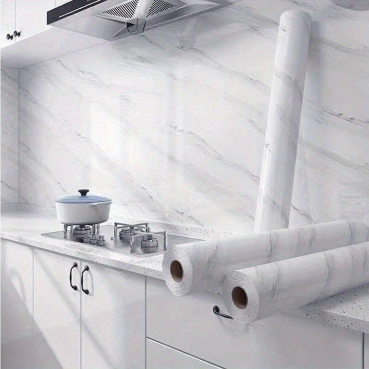 Самоклейна плівка під мармур для кухні 3 м на 60 см Білий мармур Декоративна мармурова наклейка на меблі