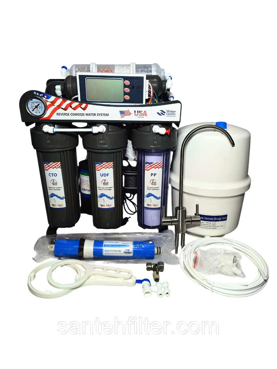 Осмос 7 ступенів з мікрокомп*ютером, помпою на станині AR07PС, фото 1