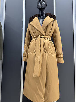 Пальто плащевка з хутром норки