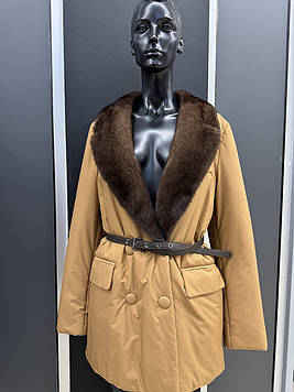 Пальто плащевка з хутром норки
