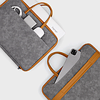 Сумка для ноутбука сіра з коричневою окантовкою 15.6" Boona XB-Q016 вологозахисна сумка до ноутбку 15-16 дюймів сіро-коричнева, фото 7