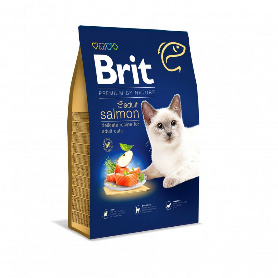 Сухий корм Brit Premium Cat by Nature Adult Salmon для котів з лососем 8 кг