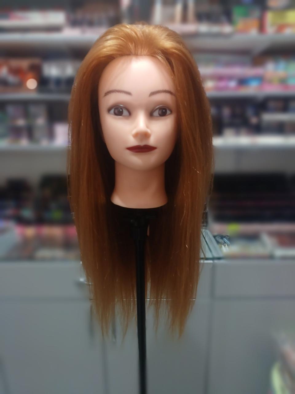 Голова манекен навчальна з штучним волоссям GLV-65-5