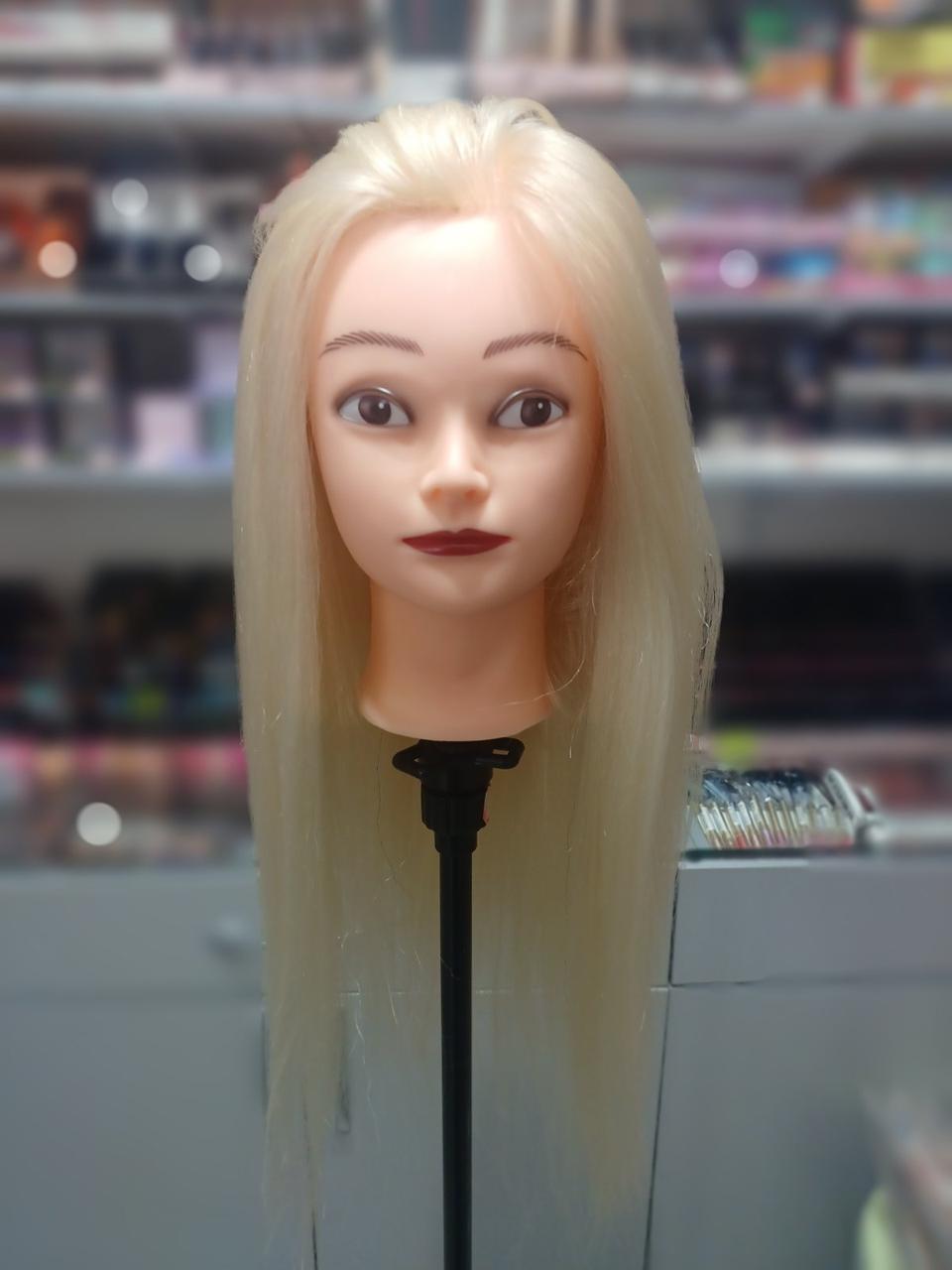 Голова манекен навчальна з штучним волоссям GLV-65-6