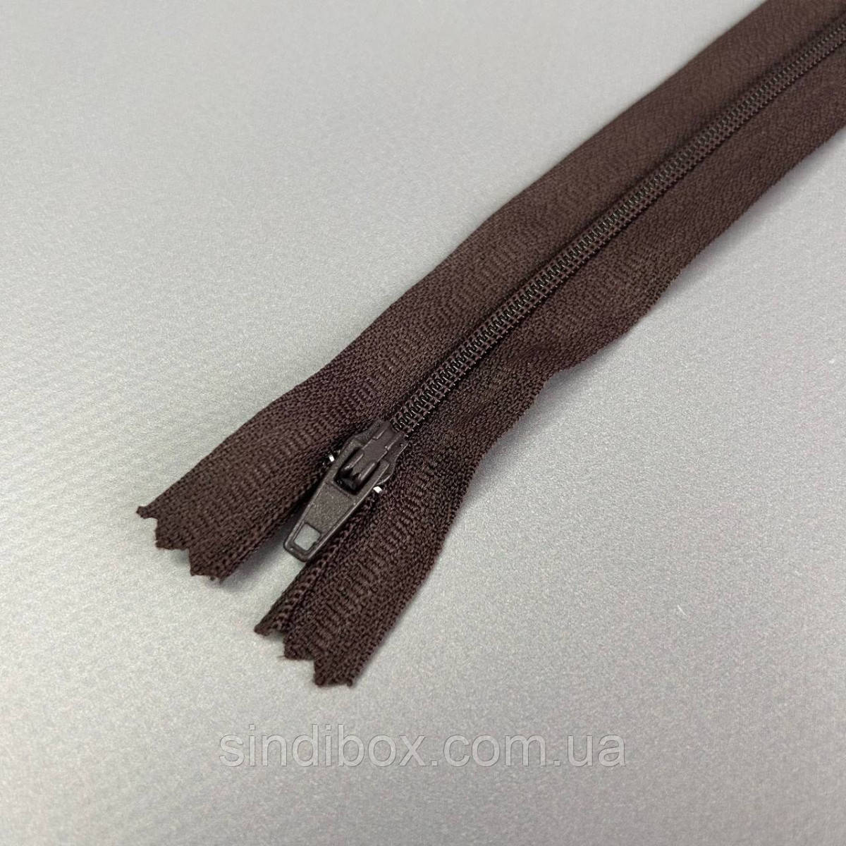 Блискавка брючна 18 см напівавтомат, коричнева, фото 1