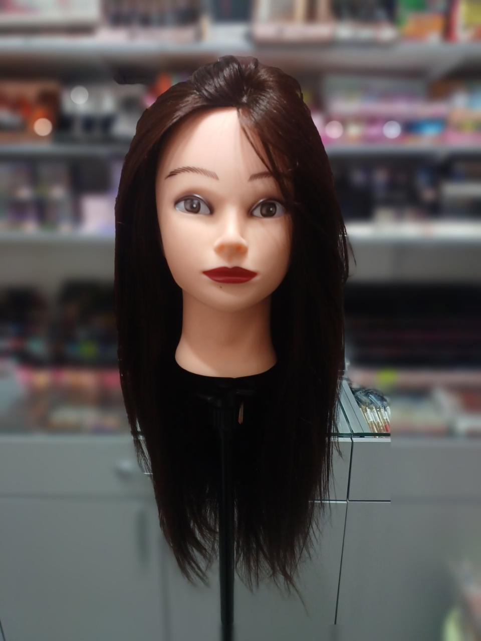 Голова манекен навчальна з штучним волоссям GLV-65-7