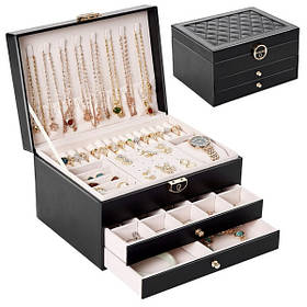 Шкатулка для прикрас триярусна 23.5х17х13.5см Чорний (60706)