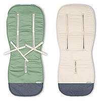 Дитячий універсальний двосторонній матрасик вкладиш у візочок  коляску із натуральних дихаючих тканин Зелений / Бежевий