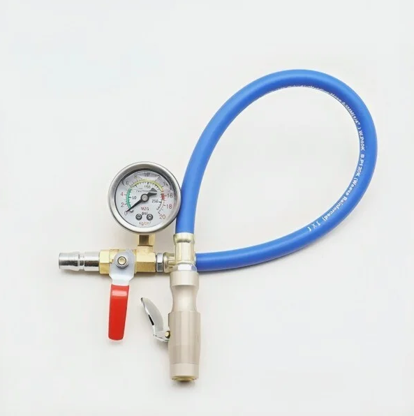 Шланг підкачування коліс з манометром для точного вимірювання та регулювання оптимального тиску повітря в шинах, фото 1