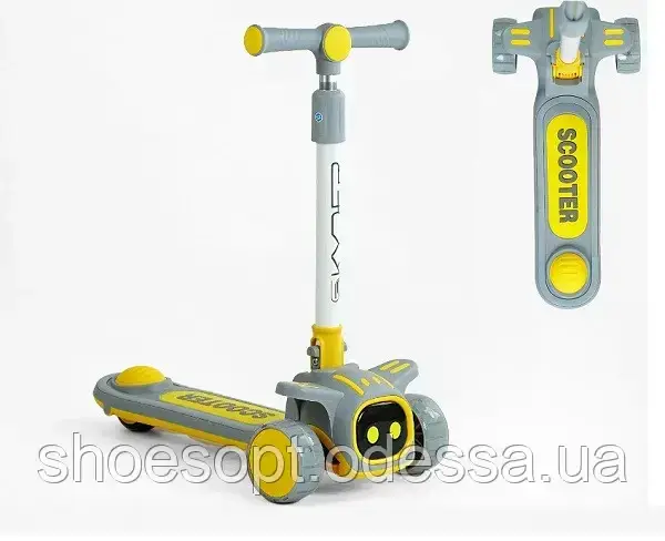 Самокат дитячий музичний Літак від 2 років світяться колеса та платформа, фото 1