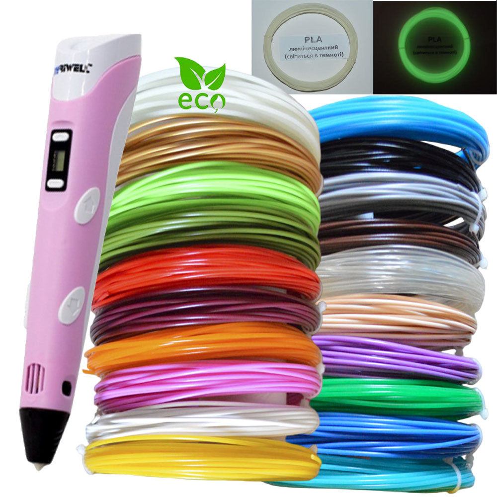 3D ручка Myriwell RP100B з набором пластику 20 кольорів 200 метрів Рожева