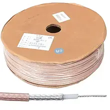 Кабель коаксіальний RG-316, багатожильний, калюжена мідь, (95%), діам.-3 мм, прозорий, 300 м