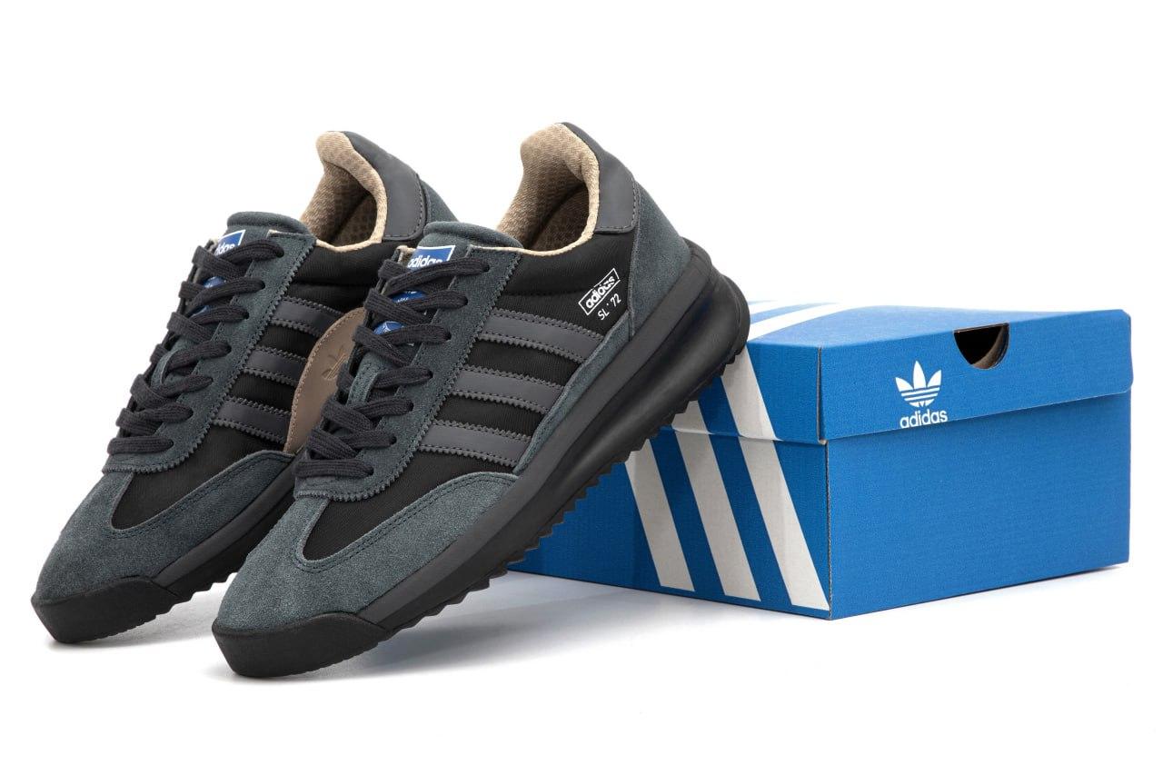 Чоловічі кросівки Adidas SL72 Dark Grey Темно сірі Взуття Адідас СЛ72 повсякденні текстиль замш демісезон
