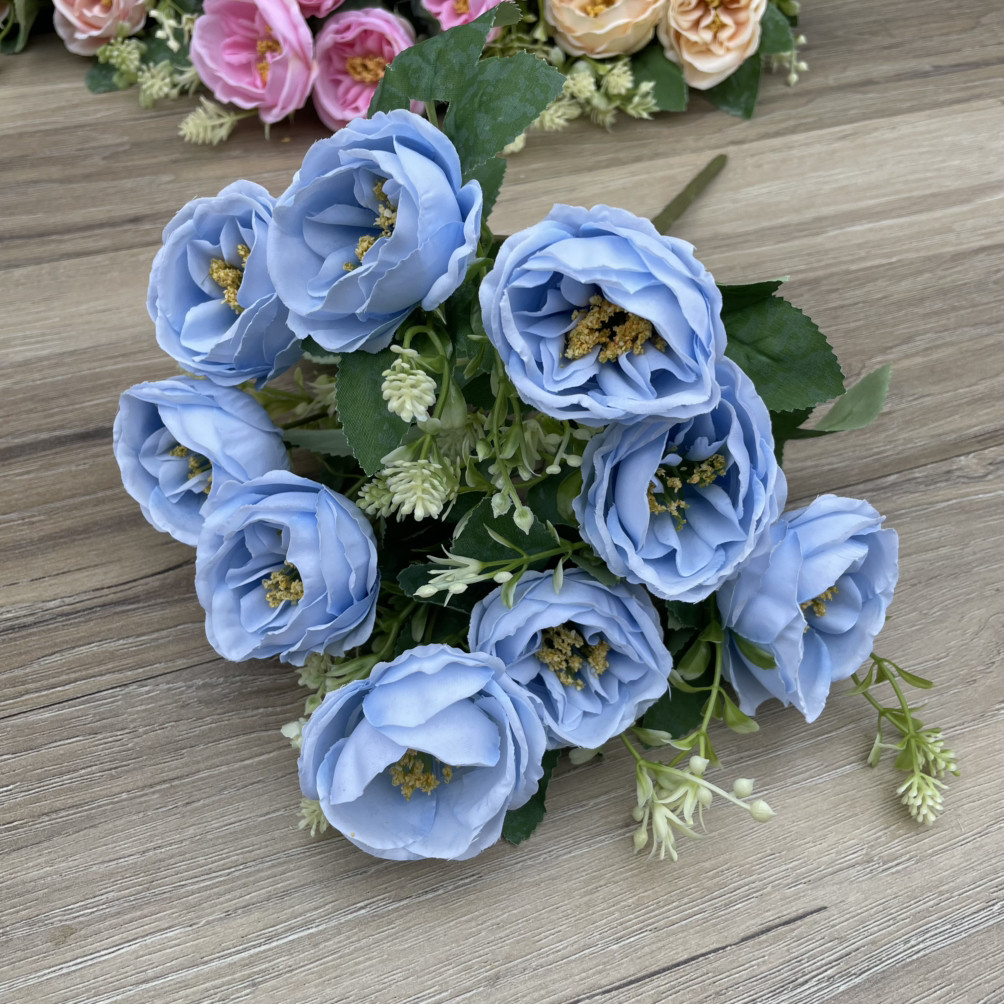 Штучні квіти Піоноїдна троянда Остін блакитний 40 см, фото 1