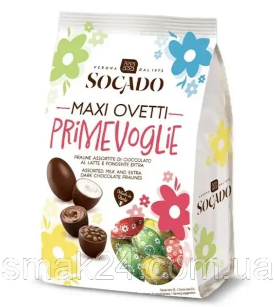Цукерки шоколадні Яйця Асорті Socado Maxi Ovetti Primevoglie 400 г Італія