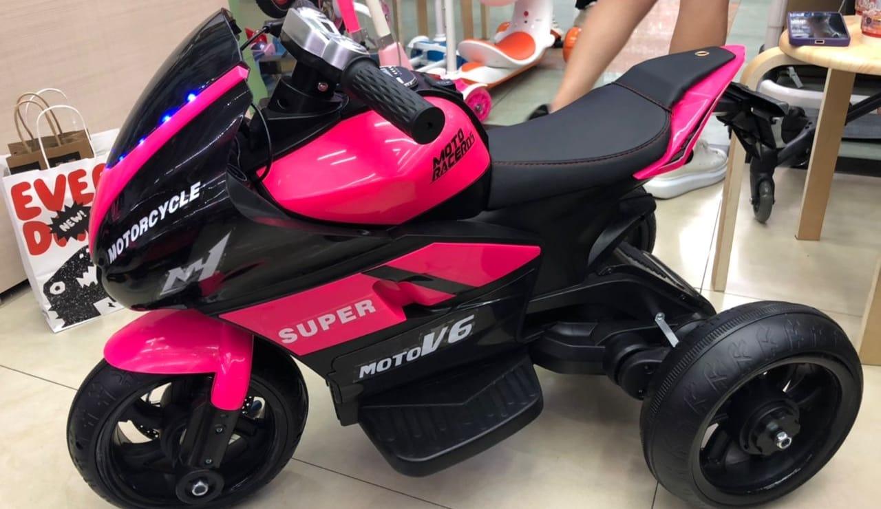 Дитячий електромотоцикл Super Moto V6 (рожевий колір), фото 1