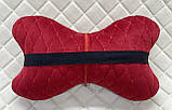 Підголовник подушка для автомобіля під шию з Алькантари Lux Червоний ромбік подушка під голову в авто, фото 2