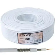 Кабель коаксіальний RG-6 (F660BV) EPLEX, одножильний, CCS, 64%, білий, 100 м