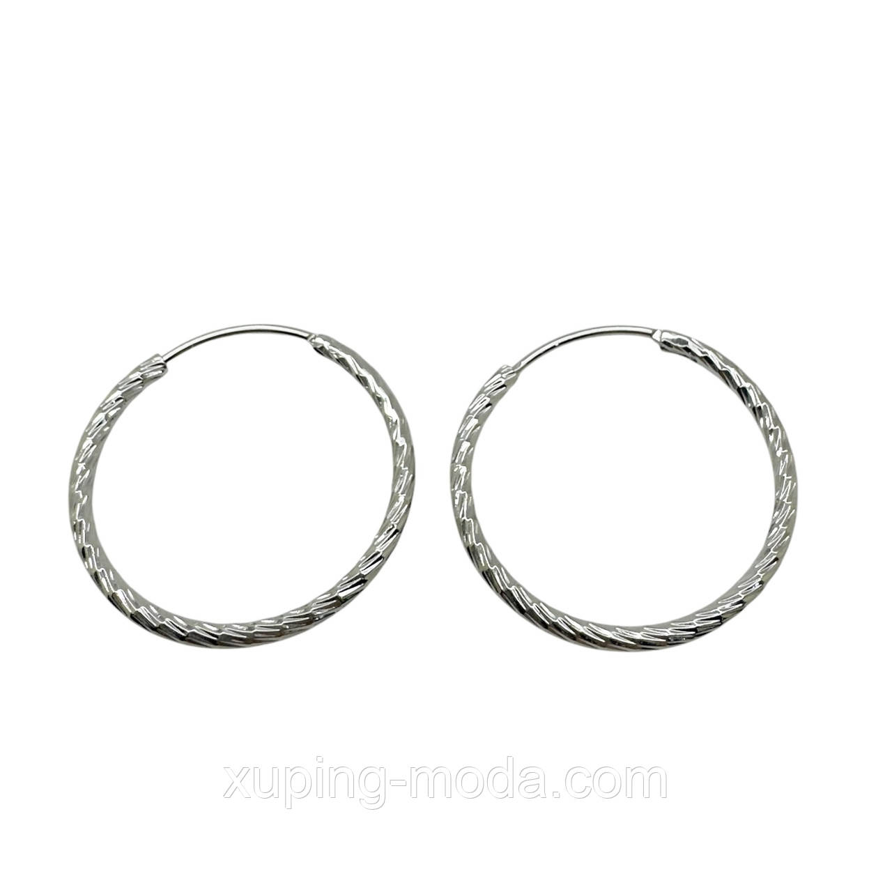 16 см. Сережки кільця. Xuping. Родій, фото 1