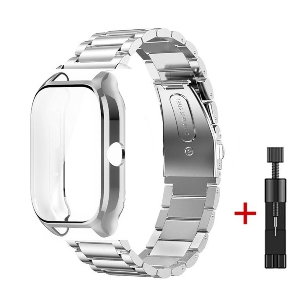Комплект для годинника Amazfit GTS4 сріблястий (чохол + ремінець Rolex design 20 мм)